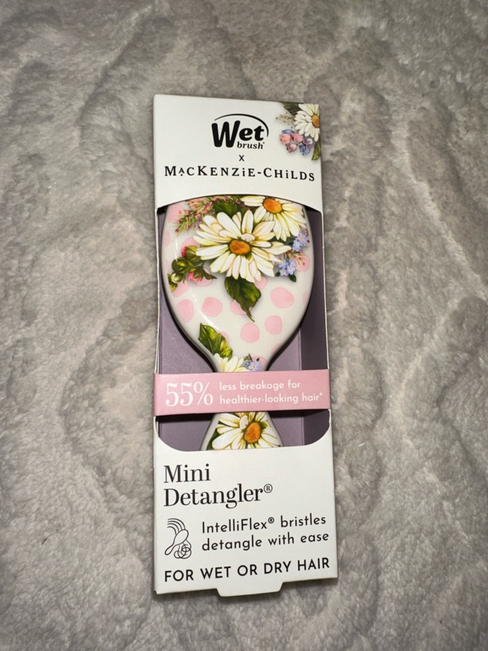 Wet brush x Mackenzie-Childs Mini Detangler White Pink Lavender Spotted Floral - Picture 13 of 16